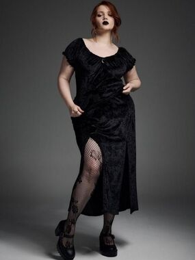 Torrid NWT Black Burnout Velour Crop Top And Maxi Skirt Set